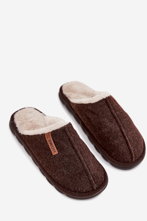 Men's slippers lined with warm fur chocolate Darielle