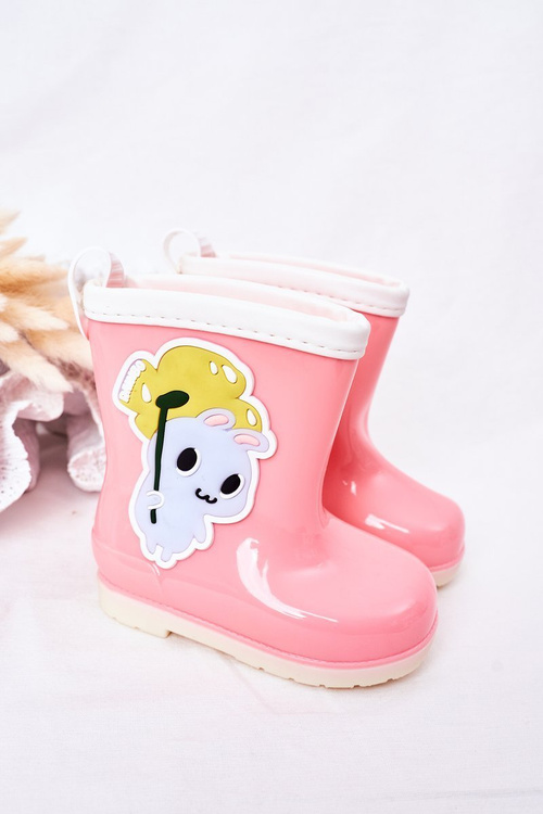 Children's Rain Boots With A Bunny Pink