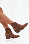 Women's Openwork Heeled Ankle Boots S.Barski HY52-529 Brown