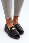 Women's Platform Moccasins With Decoration Black Kaldina