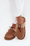 Women's slippers with fur and embroidery brown Perivelle
