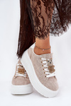 Platform Sneakers With Bear Print S.Barski BF51-014 Beige