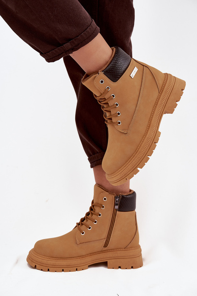 Insulated women's hiking boots with zipper Camel Selinda