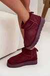 Stylish Suede Low Snow Boots Burgundy Nucca