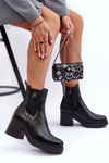 Leather Women's Boots On Heel Black Kodra