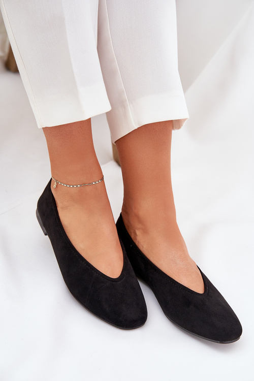 Classic Ballet Flats Made Of Eco Suede Black Osallin
