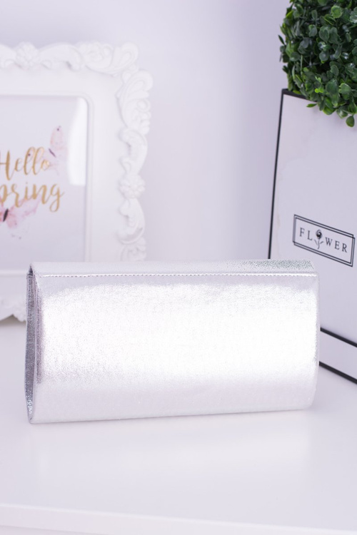 Silver Clutch Bag Gold Chain Padlock Latch