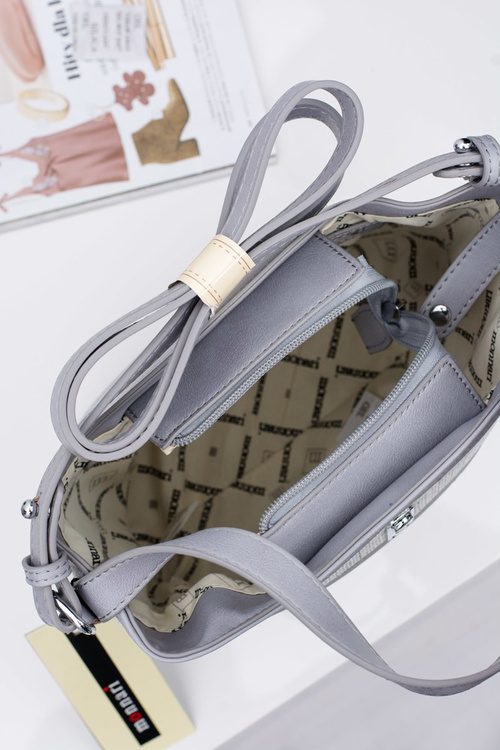 Women's Grey Silver Handbag Sack Monnari