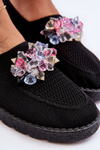 Women's Slip-On Sneakers with Stones Black Simple