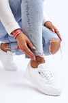 Leather Lace Up Platform Sports Shoes White Merida