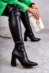 Leather High Heel Boots Black Casto