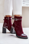 Women's Insulated Heeled Boots With Decorative Buckle MR880-085 Bordeaux D&A
