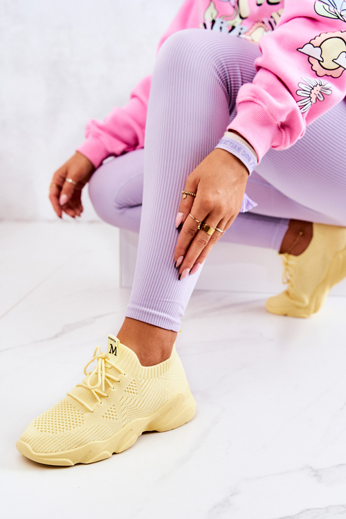 Sneakersy Buty Sportowe Skarpetkowe Żółte Nolene