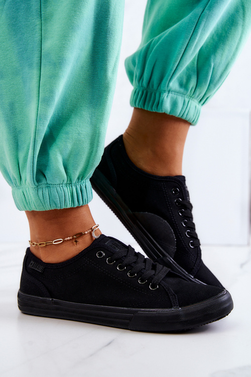 Tenisówki Damskie Niskie Wiązane Big Star Czarne JJ274066