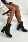 Insulated Women's Heeled Boots Eco Suede Black Saivia