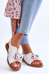 Women's Leather Sandals With Stones White Mersea