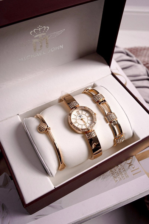 Women's Watch and Two Bracelets Set Michael John Gold
