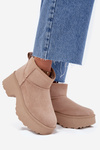 Women's Low Slip-On Snow Boots Lined With Fur Khaki Mavelle