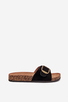 Women's Sandals With Buckle On Cork Platform Black Zavira