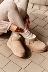Women's Snow Boots On Platform Insulated With Fur Beige Xamella