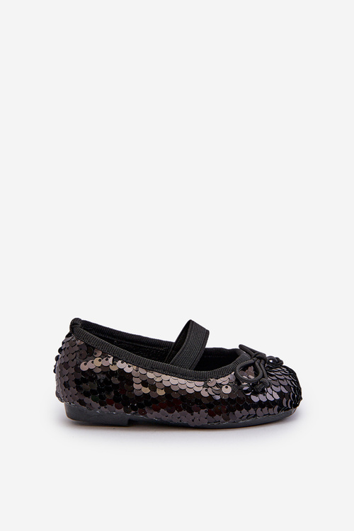 Children's Ballerina Flats Adorned with Sequins Black Weries