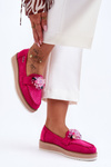 Women's Platform Moccasins with Stones Fuchsia Elonore