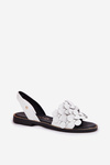Leather sandals on flat heel white Zazoo 40425