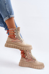 Women's High Suede Sneakers Beige Eleamia