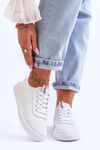 Women's Openwork Lace-up Sneakers White Carinel