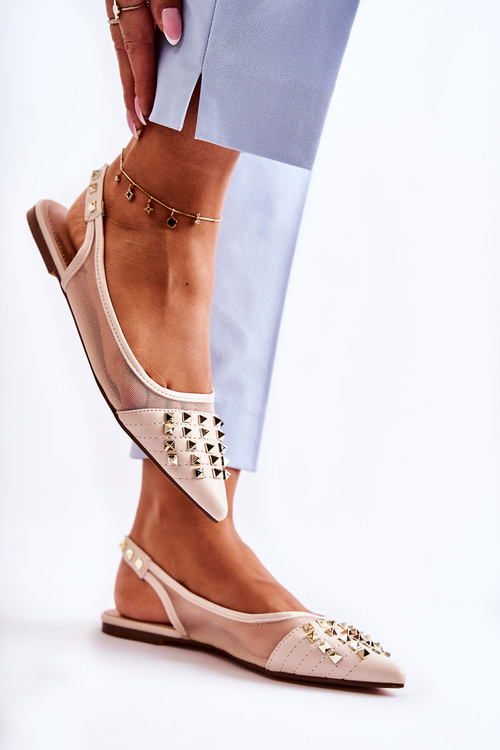 Women's Ballerinas With Studs Beige Kinley