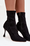 Embellished Women's Heeled Boots D&A JC52-882 Black