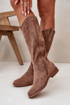Ladies Cutout Boots Brown S.Barski HY42-132