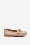 Beige Women's Suede Moccasins with Embellishment Daphikaia