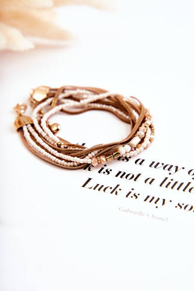 Women's Bracelet With Pearls And Crystals Beige