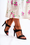 Fashionable leather sandals on a high heel Black Havanna