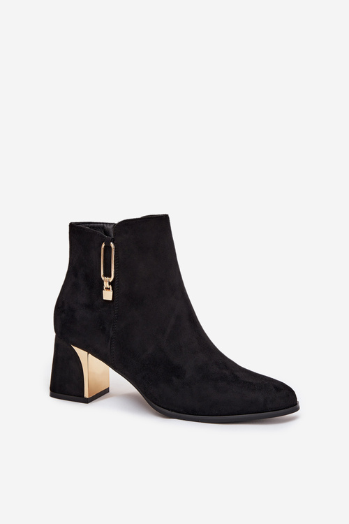 Women's heeled ankle boots with gold details black Kalivra