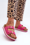 Women's Platform Sandals with Buckles Eco Suede Pink Ursila