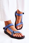 Classic Women's Sandals With Velcro Blue Kalla