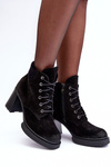 Suede Lace-up Heels on Heel Black Flomes