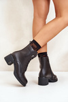 Lace Up Women's Heeled Boots Made Of Natural Leather Insulated Black Vinceza 91110