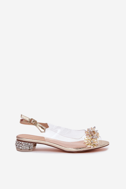 Transparent Sandals On Low Heel With Decoration D&A MR51-709 Golden