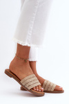 Women's Sandals with Woven Strap on Flat Heel Beige Radians