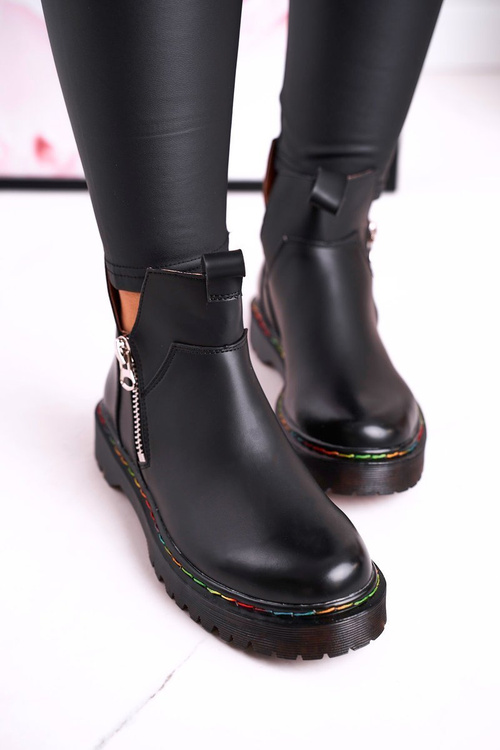 Women's Chelsea Boots With Colorful Stitching Black Addison