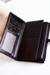 Large Leather Wallet With Magnet Black Nereva