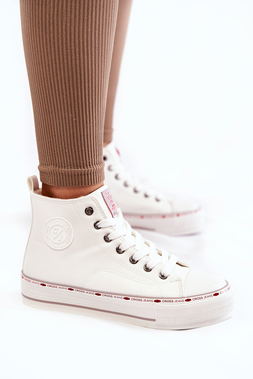 Women's High Warmed up Sneakers Cross Jeans KK2R4044C White
