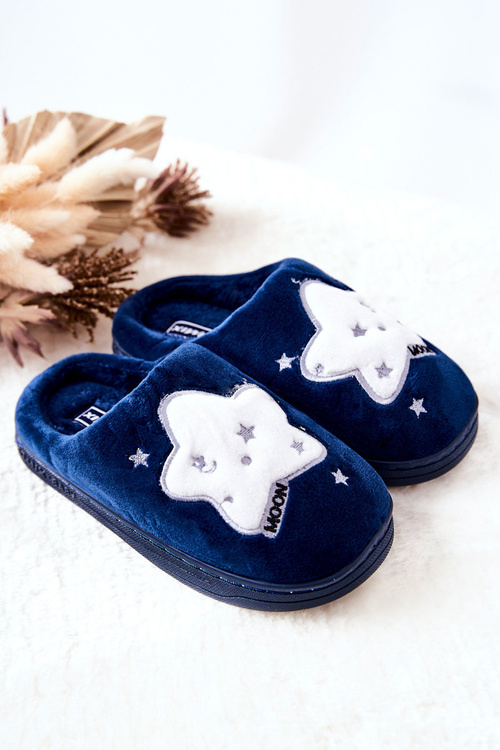 Children's Padded Slippers Stars Navy Nelli