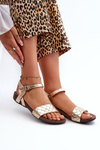 Zazoo 40027 Flat Women's Leather Sandals Golden