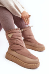 Women's snow boots on thick sole in dark beige Lureta