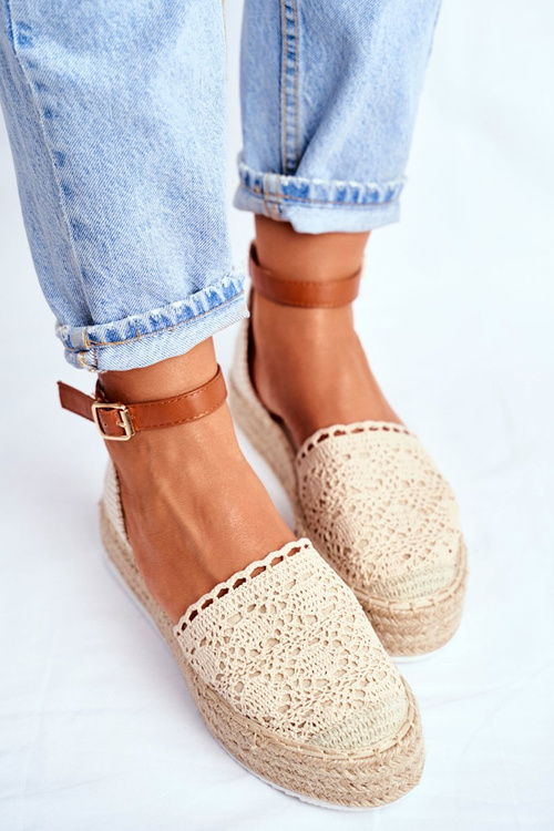 Women's Platform Flax Espadrilles Beige Palm Spring
