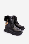 Kids' Leather Insulated Boots with Chain Black Cadia